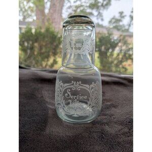 Vintage La Mediterranea Eau Service De Nuit Glass Carafe & Tumbler Set